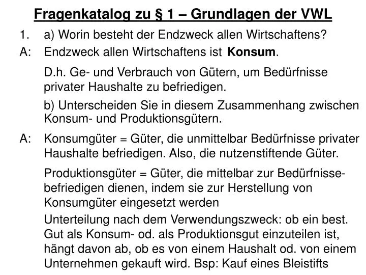 fragenkatalog zu 1 grundlagen der vwl