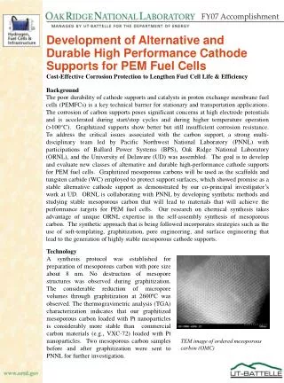 Development of Alternative and Durable High Performance Cathode Supports for PEM Fuel Cells