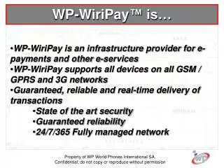 WP-WiriPay is an infrastructure provider for e-payments and other e-services