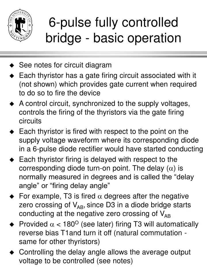6 pulse fully controlled bridge basic operation