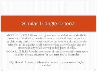 Similar Triangle Criteria