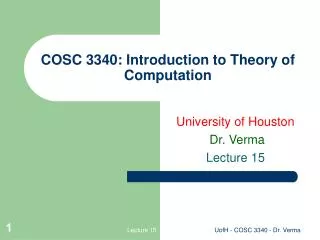 COSC 3340: Introduction to Theory of Computation