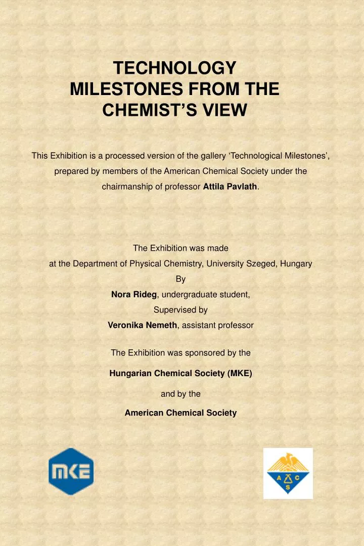 technology milestones from the chemist s view