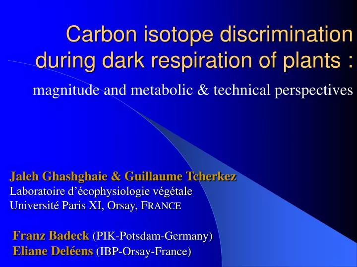 carbon isotope discrimination during dark respiration of plants