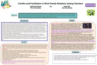 Conflict and Facilitation in Work-Family Relations among Teachers