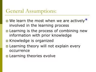 General Assumptions: