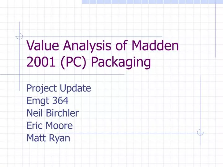 value analysis of madden 2001 pc packaging