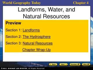 Landforms, Water, and Natural Resources