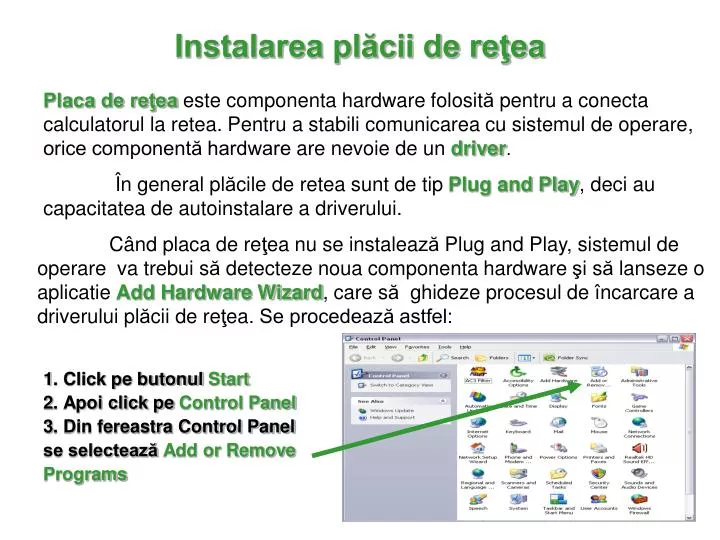 instalarea pl cii de re ea