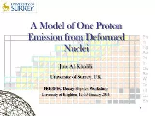 A Model of One Proton Emission from Deformed Nuclei