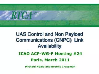 UAS Control and Non Payload Communications (CNPC) Link Availability