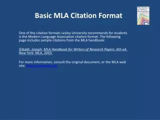 Basic MLA Citation Format
