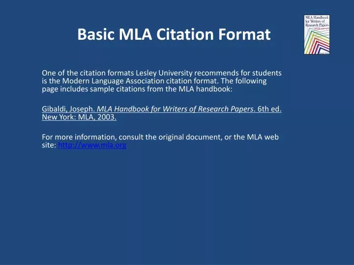 basic mla citation format