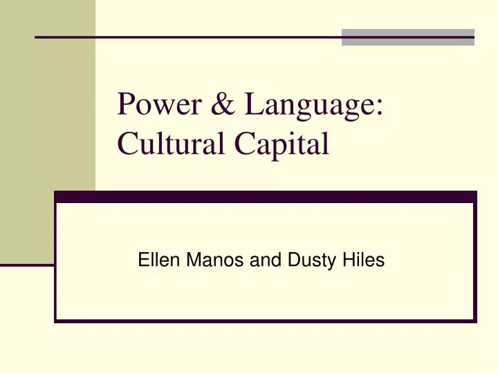 power language cultural capital