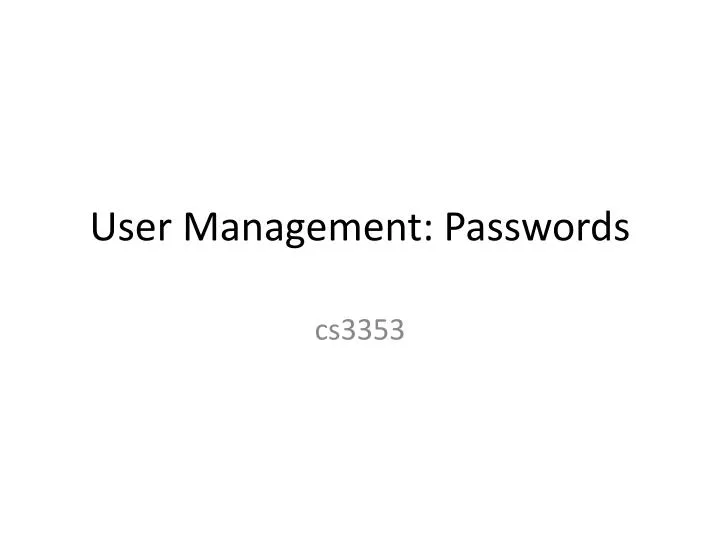 user management passwords
