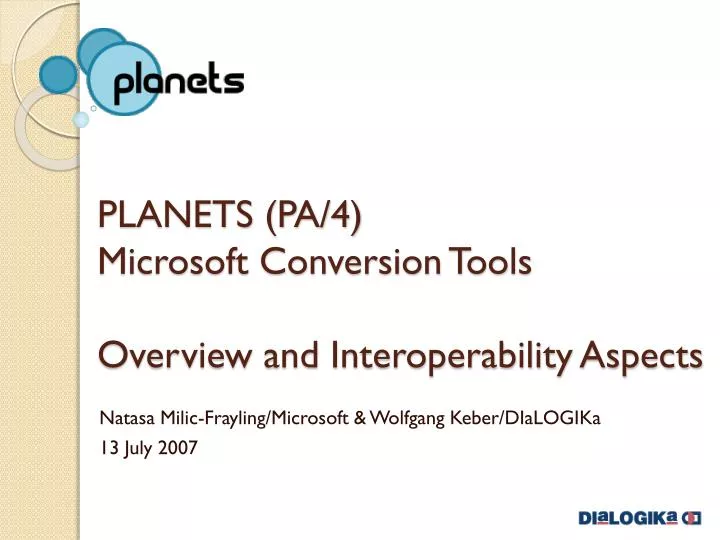 planets pa 4 microsoft conversion tools overview and interoperability aspects