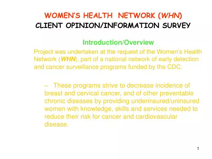 women s health network whn client opinion information survey