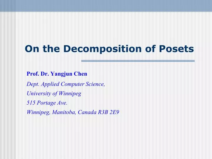 on the decomposition of posets