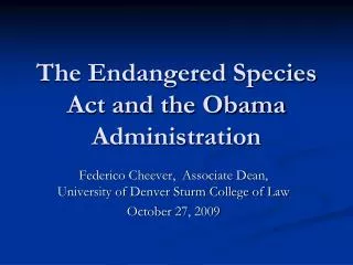 the endangered species act and the obama administration