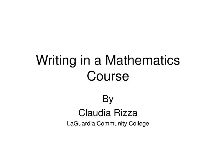writing in a mathematics course