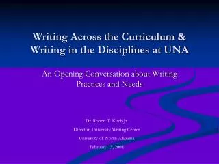 Writing Across the Curriculum &amp; Writing in the Disciplines at UNA