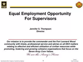 Equal Employment Opportunity For Supervisors Jennifer S. Thompson Director