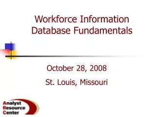 Workforce Information Database Fundamentals