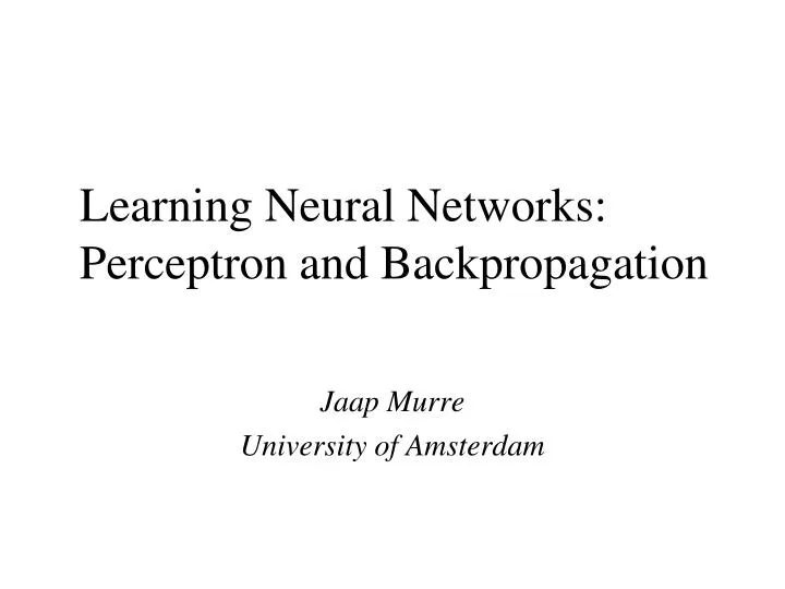 learning neural networks perceptron and backpropagation
