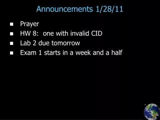 Announcements 1/28/11