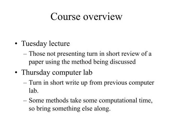 course overview