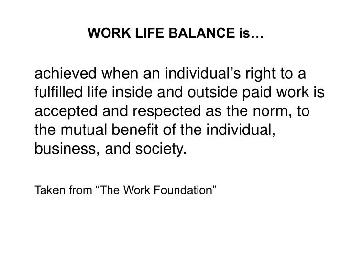 work life balance is
