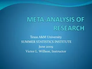 META-ANALYSIS OF RESEARCH