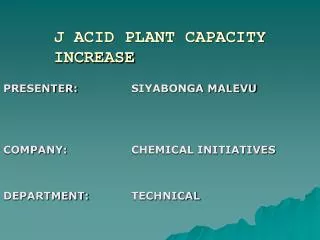 J ACID PLANT CAPACITY INCREASE