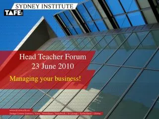 Head Teacher Forum 23 June 2010