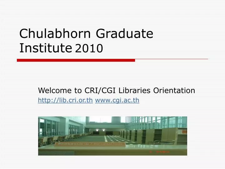 chulabhorn graduate institute 2010