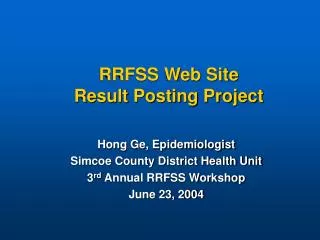 RRFSS Web Site Result Posting Project