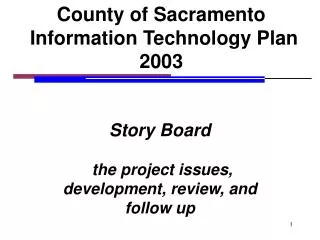 County of Sacramento Information Technology Plan 2003