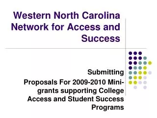 Western North Carolina Network for Access and Success