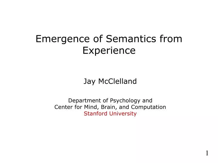 emergence of semantics from experience