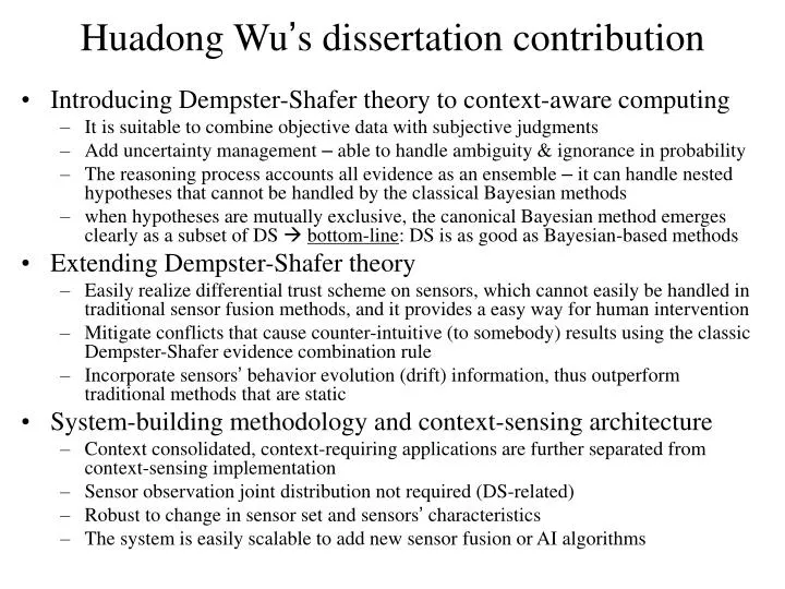 huadong wu s dissertation contribution