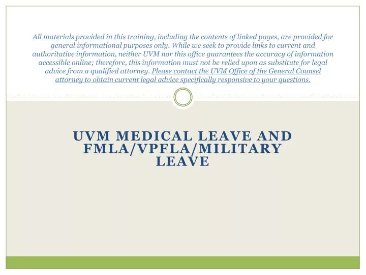 uvm medical leave and fmla vpfla military leave