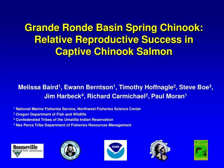 grande ronde basin spring chinook relative reproductive success in captive chinook salmon