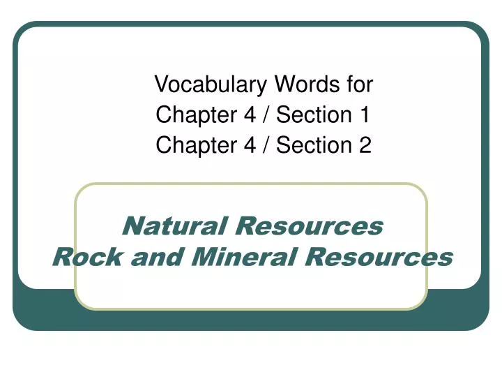 natural resources rock and mineral resources