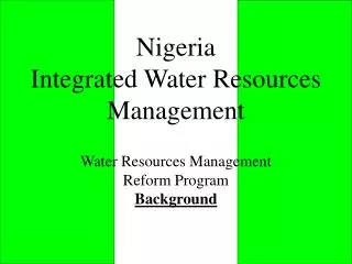 Nigeria Integrated Water Resources Management