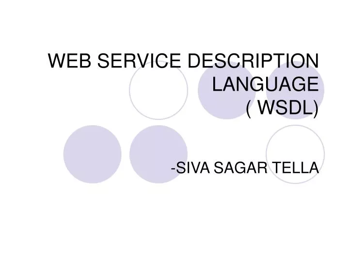 web service description language wsdl