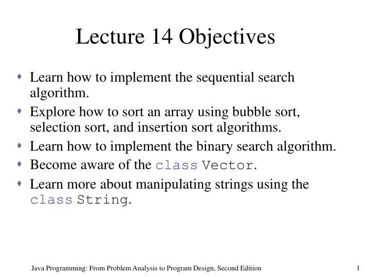 lecture 14 objectives