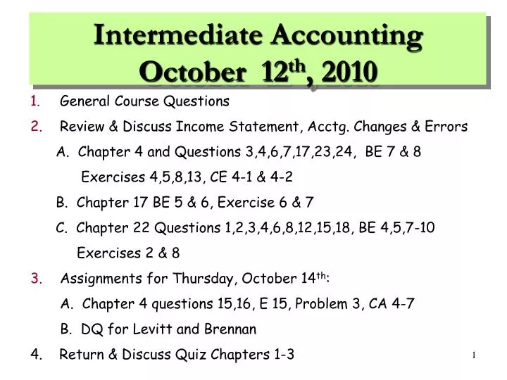 intermediate accounting o ctober 12 th 2010