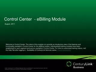 Control Center - eBilling Module
