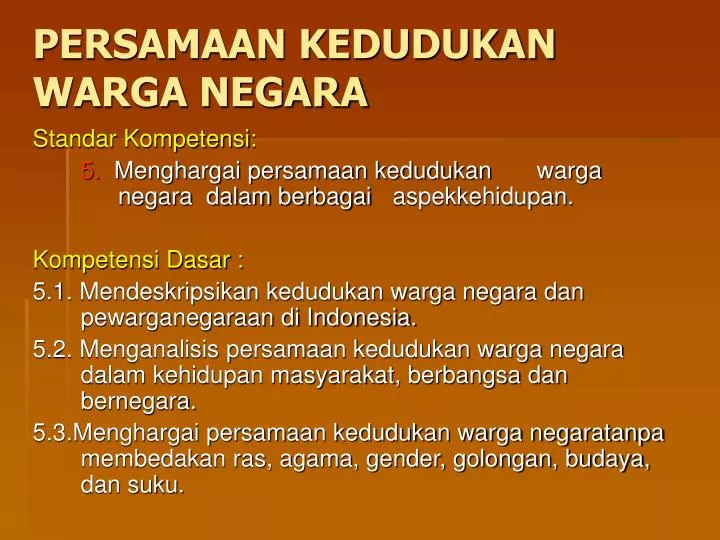 persamaan kedudukan warga negara