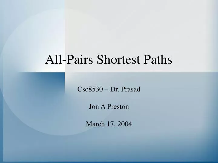 all pairs shortest paths